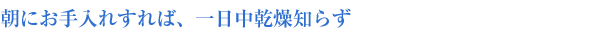 朝にお手入れすれば、一日中乾燥知らず