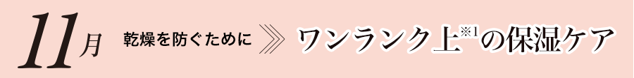 11月 乾燥を防ぐために ワンランク上※1の保湿ケア