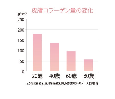 ワンポイントアドバイス画像02 皮膚コラーゲン量の変化グラフ