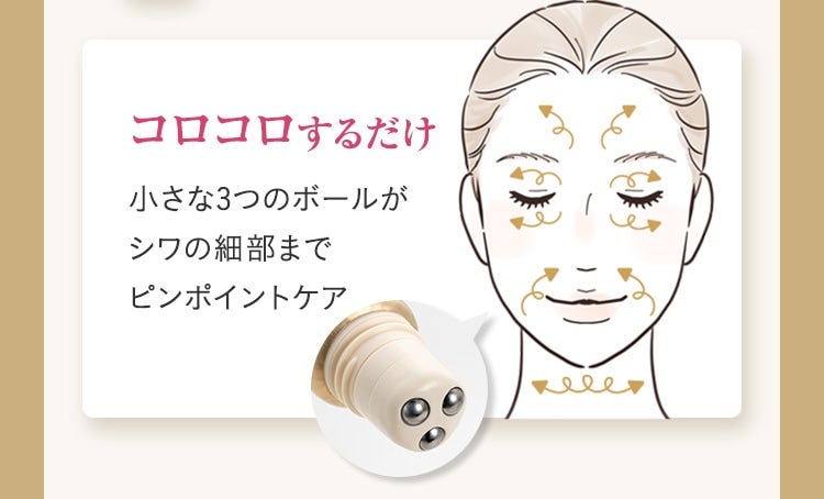 コロコロするだけ 小さな3つのボールがシワの細部までピンポイントケア