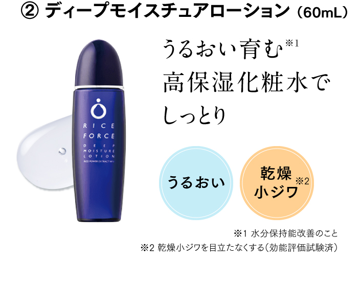 ② ディープモイスチュアローション （60mL） うるおい育む※1高保湿化粧水でしっとり