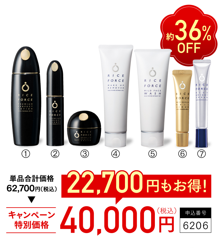約36%OFF　単品合計価格62,700円（税込）　キャンペーン特別価格40,000円（税込）　22,700円もお得！