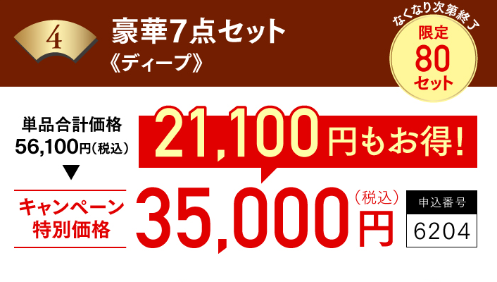 単品合計価格56,100円（税込）　キャンペーン特別価格35,000円（税込）　21,100円もお得！
