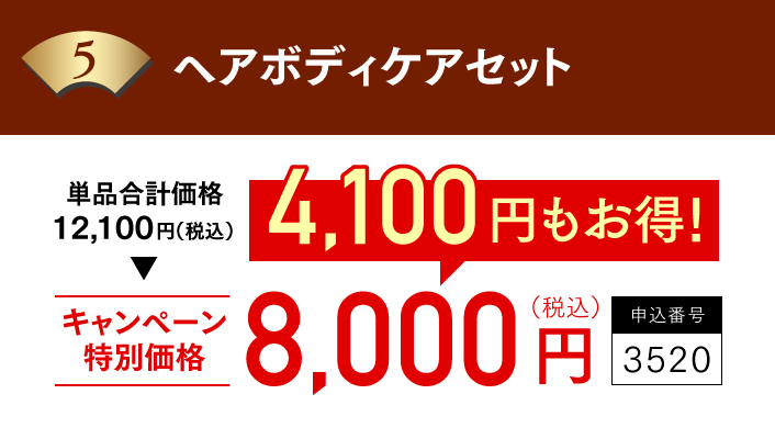 単品合計価格56,100円（税込）　キャンペーン特別価格35,000円（税込）　21,100円もお得！