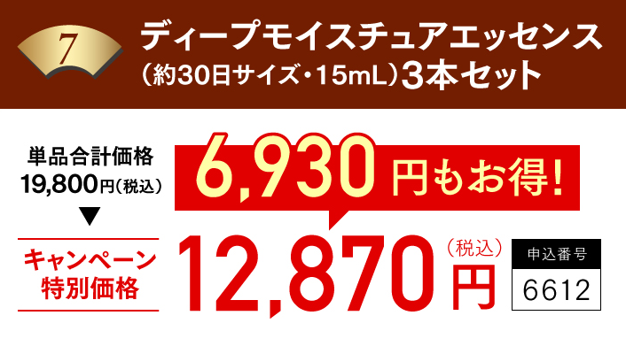 単品合計価格19,800円（税込）　キャンペーン特別価格12,870円（税込）　6,930円もお得！