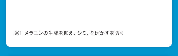 ※1 メラニンの生成を抑え、シミ、そばかすを防ぐ