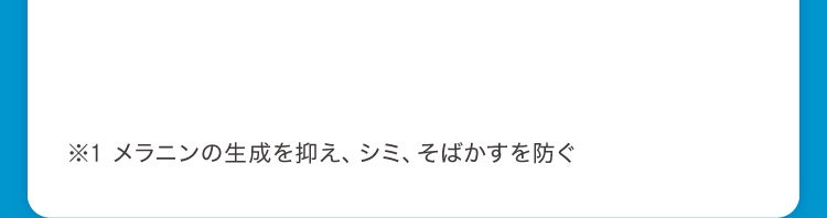 ※1 メラニンの生成を抑え、シミ、そばかすを防ぐ