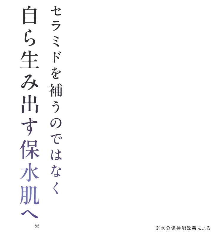 セラミドを補うのではなく 自ら生み出す保水肌へ※ ※水分保持能改善による