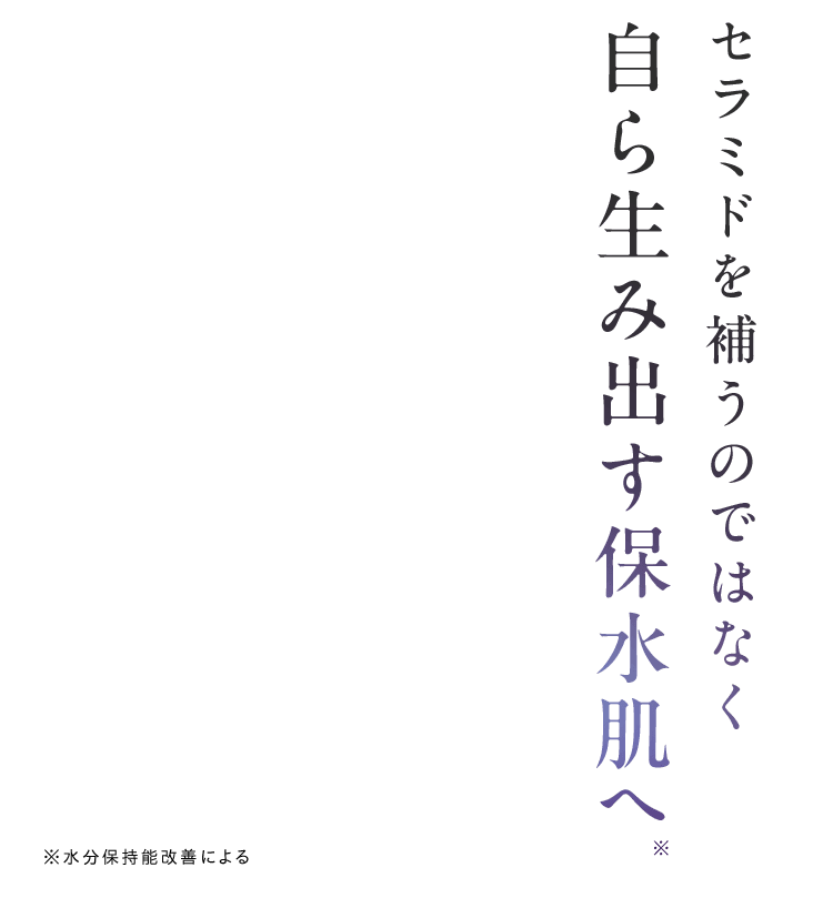 セラミドを補うのではなく 自ら生み出す保水肌へ※ ※水分保持能改善による