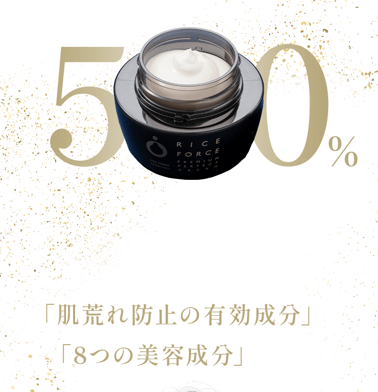 ライスパワーエキス50%相当配合※3 さらに年齢肌※1に必要な「肌荒れ防止の有効成分」と「8つの美容成分」を配合