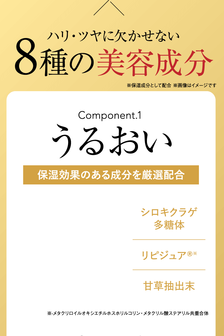 ハリ・ツヤに欠かせない　8種の美容成分