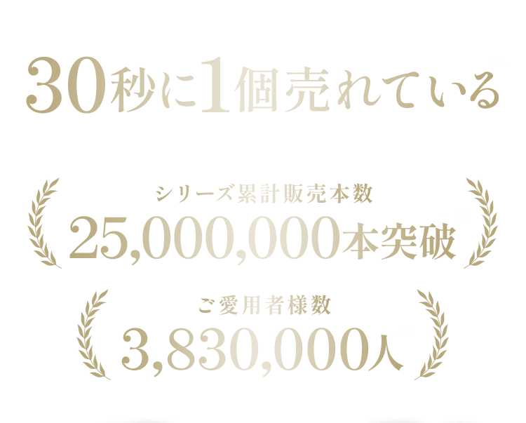 30秒に1個売れているライスフォースシリーズ累計販売本数25,000,000本突破 ご愛用者様数3,830,000人