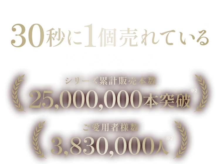 30秒に1個売れているライスフォースシリーズ累計販売本数25,000,000本突破 ご愛用者様数3,830,000人