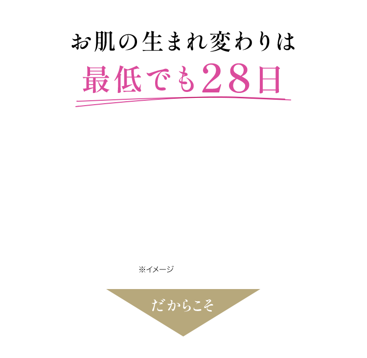 お肌の生まれ変わりは最低でも28日 だからこそ