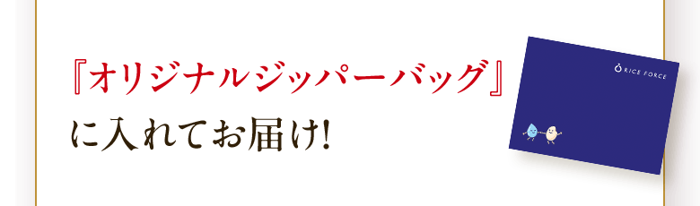 『オリジナルジッパーバッグ』に入れてお届け!